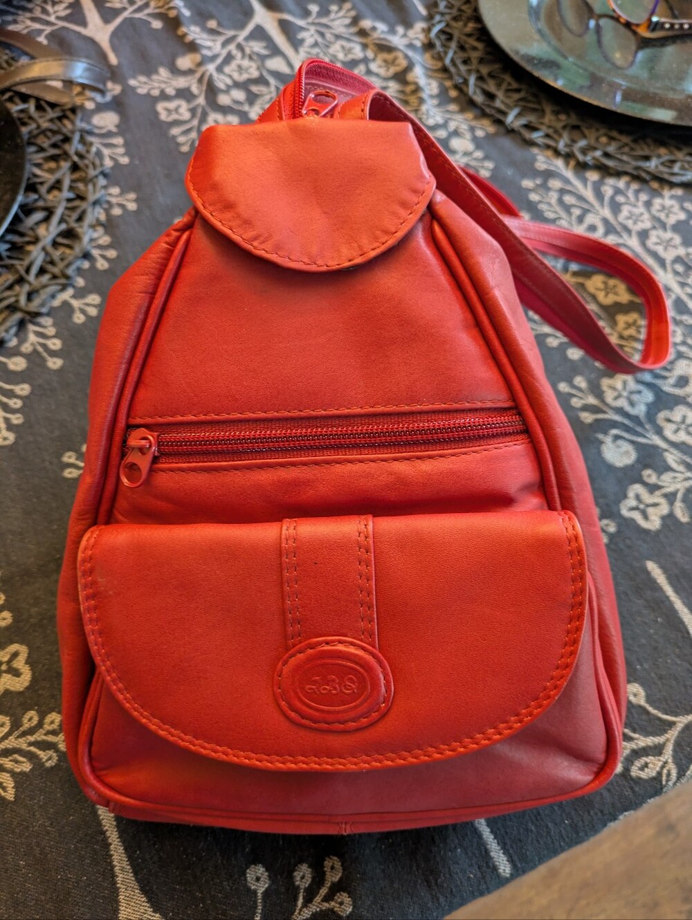 Red Leather Mini Backpack